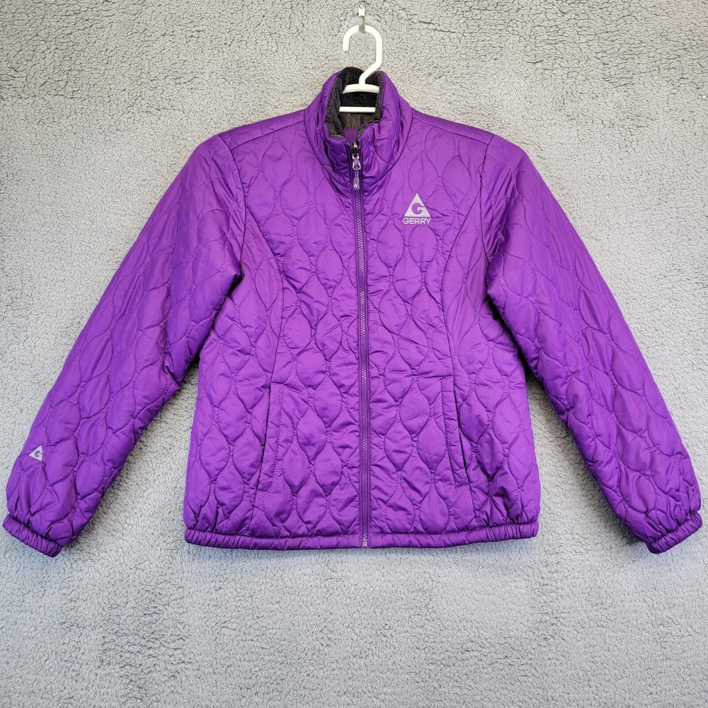 Gerry Jacket Womens Small Purple Full Zip Quilted Lightweight Fleece Warm Winter